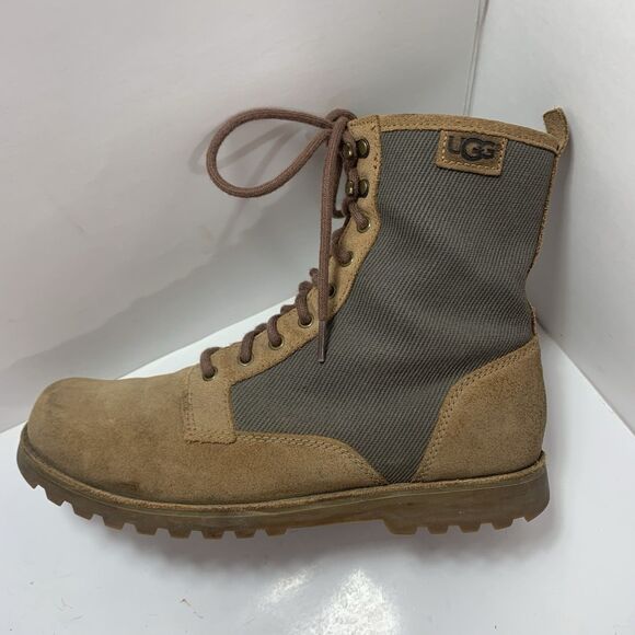 Ugg Montgomery Nubuck Leather Canvas Combat Mens Boots Size 8.5 - Picture 2 of 16